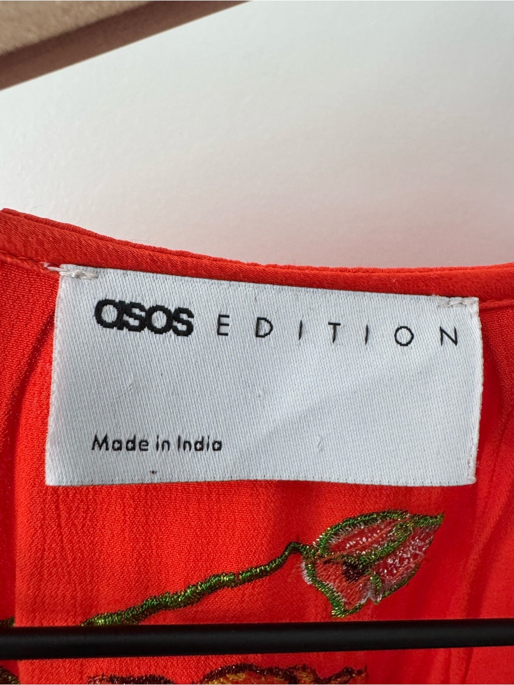 ASOS Red Floral Wrap Midi Dress with Long Sleeves - Picture 6 of 7
